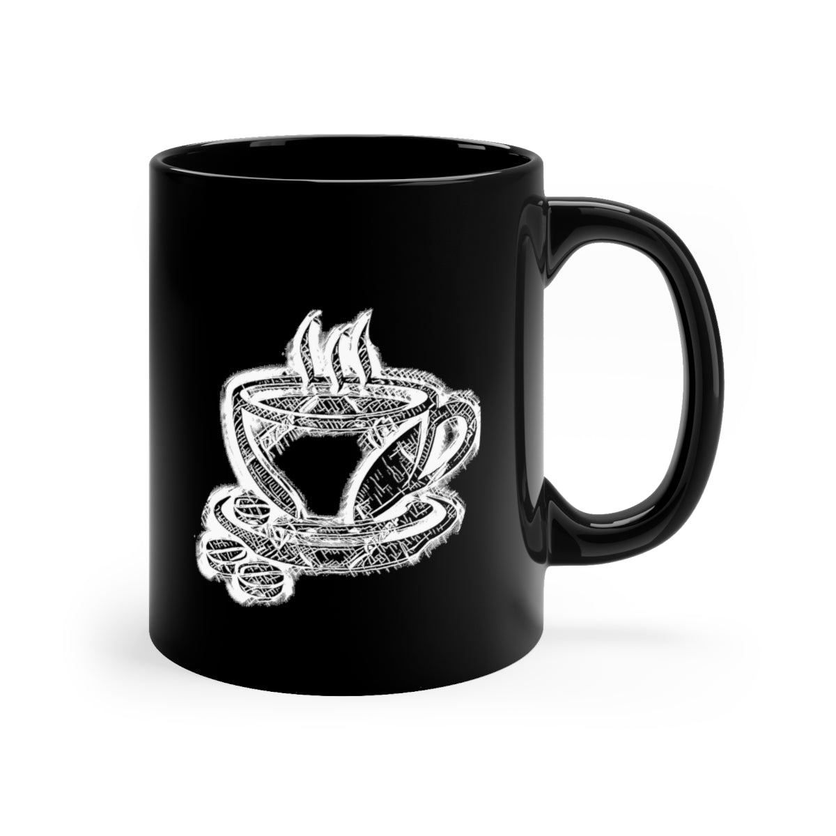 Black & White Coffee Cup 11oz Black Mug