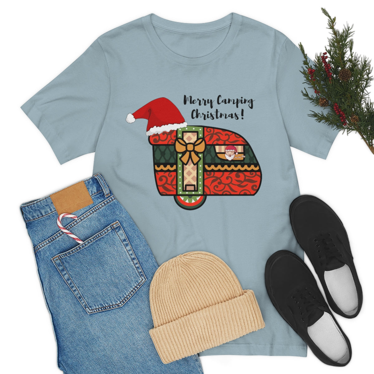 Merry Camping Christmas Unisex Jersey Short Sleeve Tee