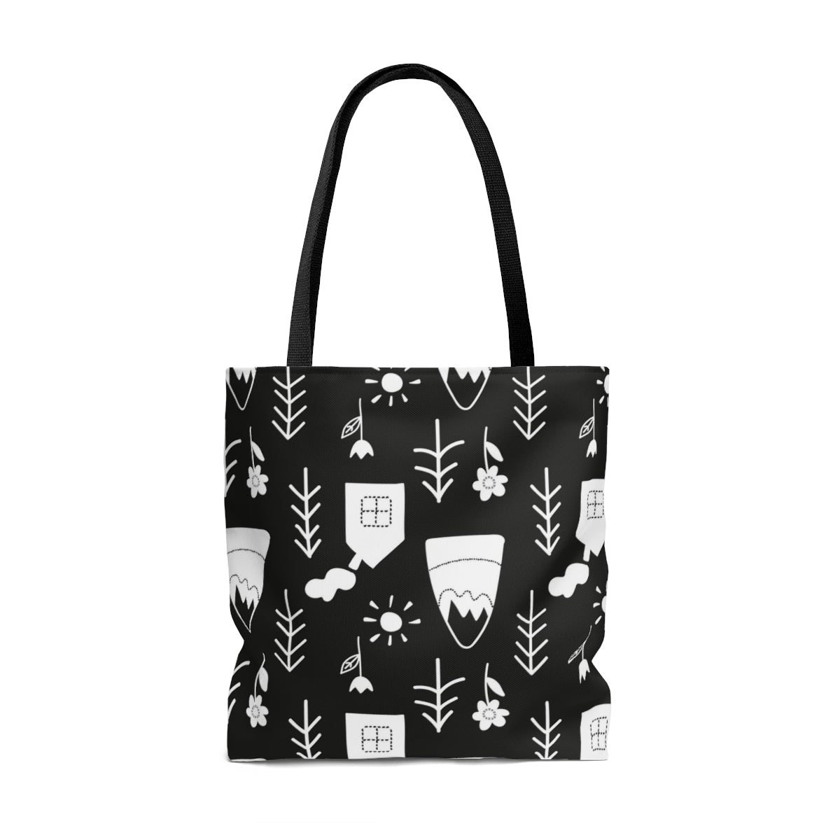 Cabins & Trees Scandi Black & White Tote Bag