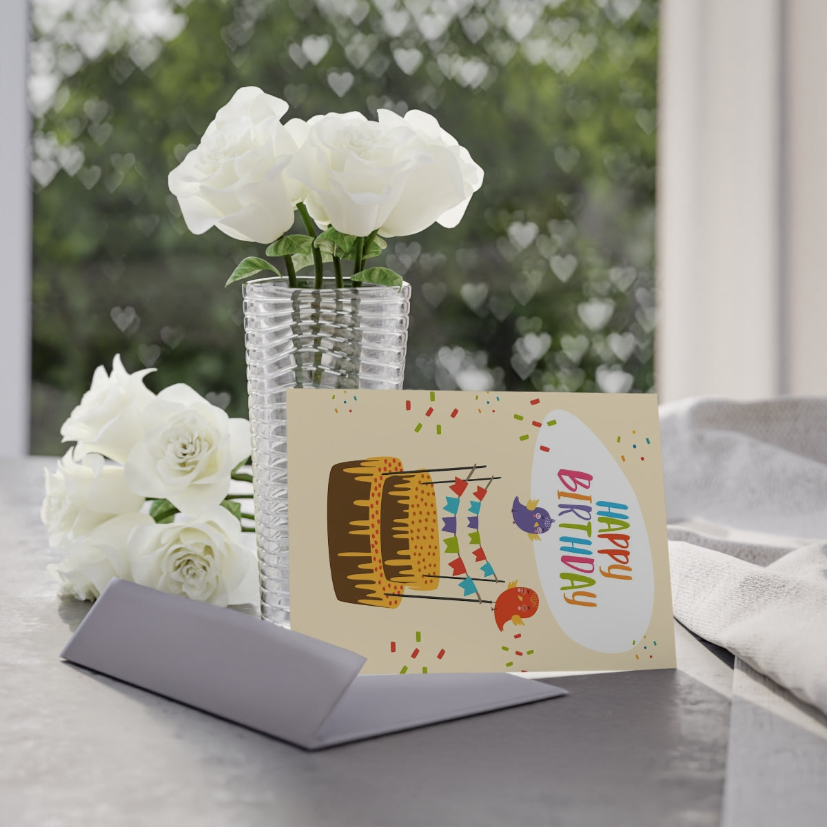 Happy Birthday Birds with Cake Card