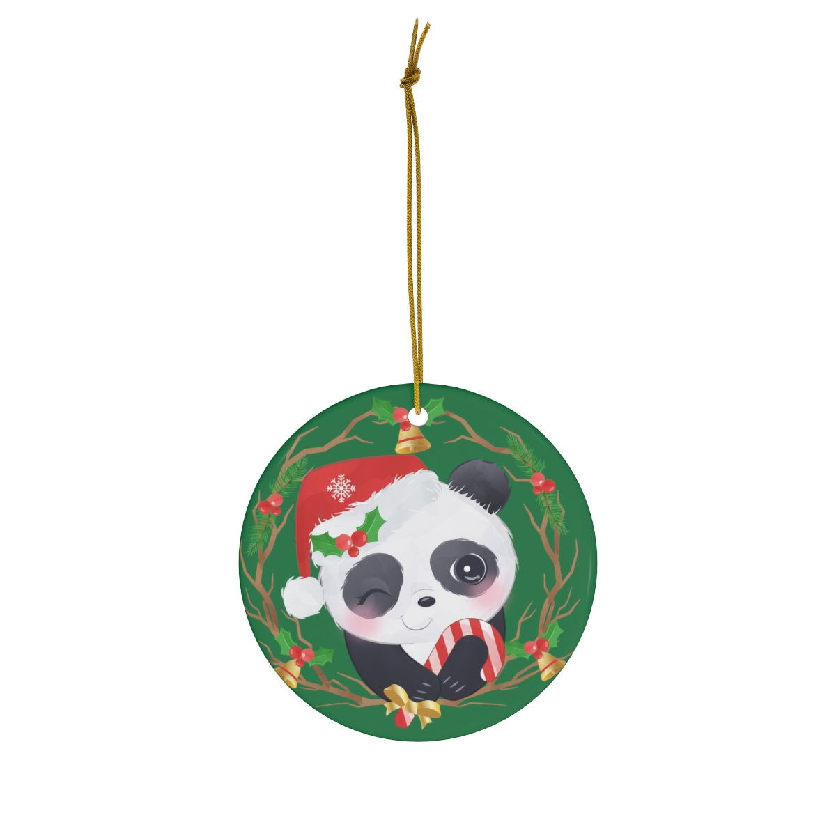 Cute Panda Christmas Ceramic Ornament, 1-Pack