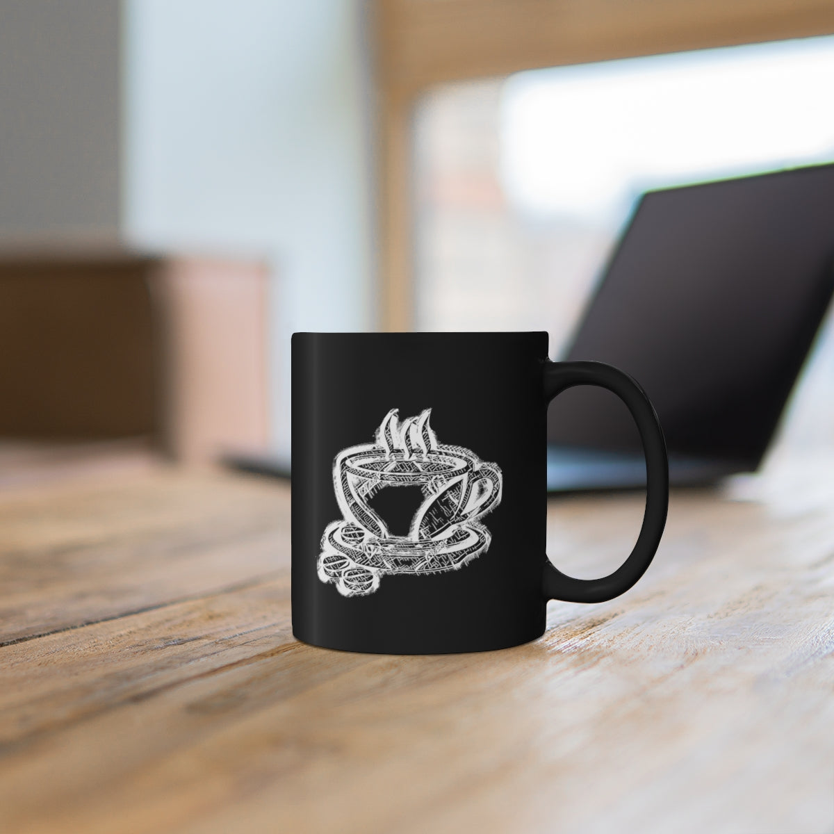 Black & White Coffee Cup 11oz Black Mug