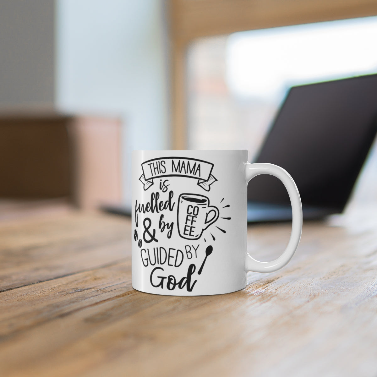 This Mama is Fuelled By Coffee And Guided By God Ceramic Coffee Cups, 11oz, 15oz