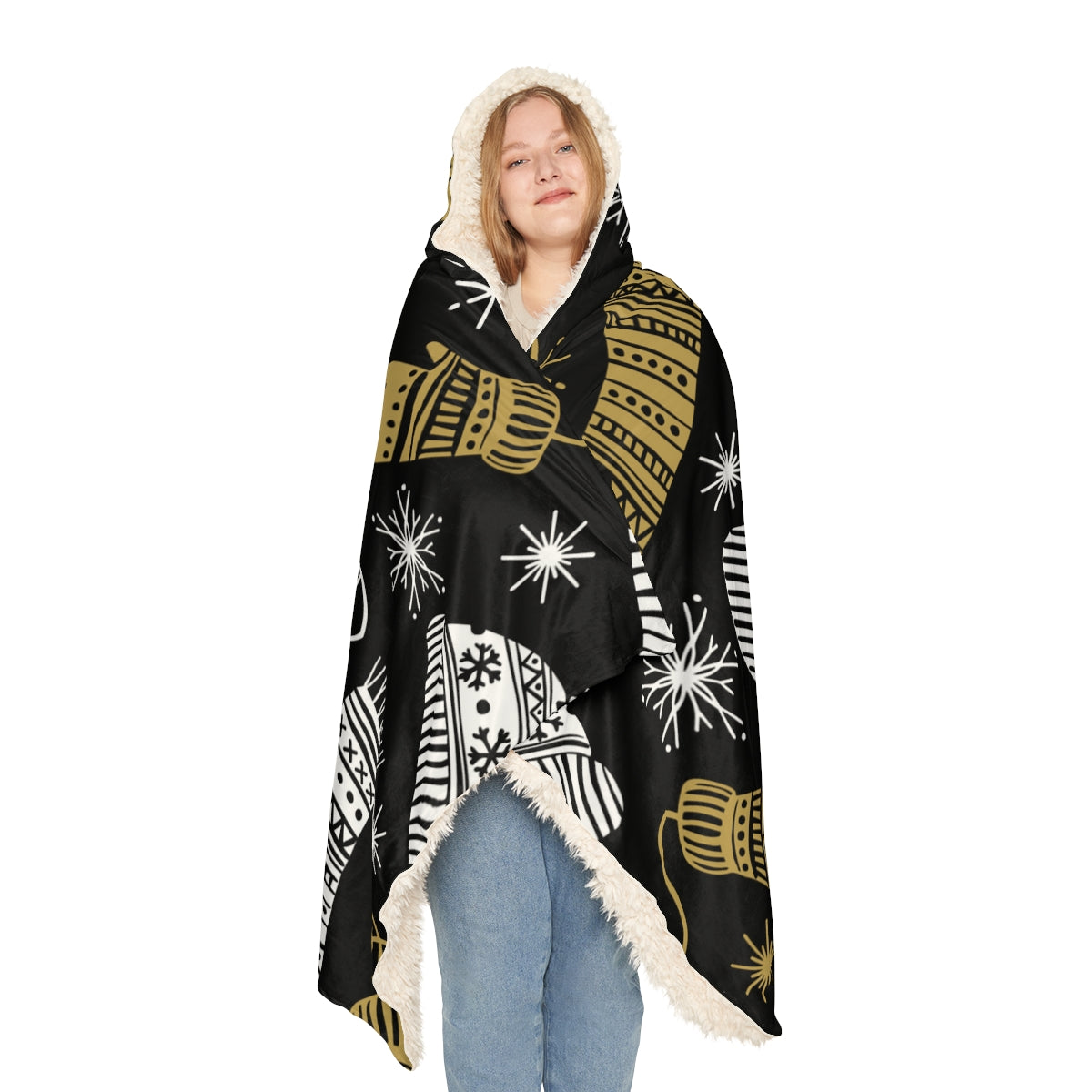 Black & Gold Christmas Sweaters & Scarves Snuggle Blanket