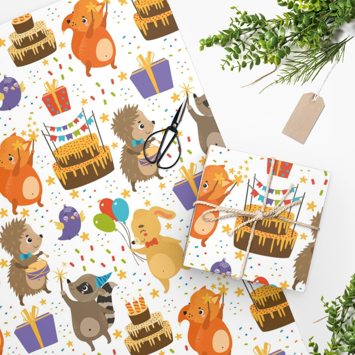 Animals Balloons & Cake Wrapping Paper