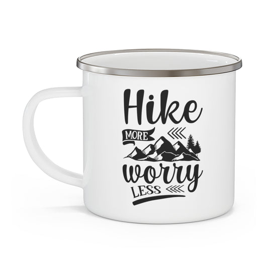 Hike More Worry Less Enamel Camping Mug