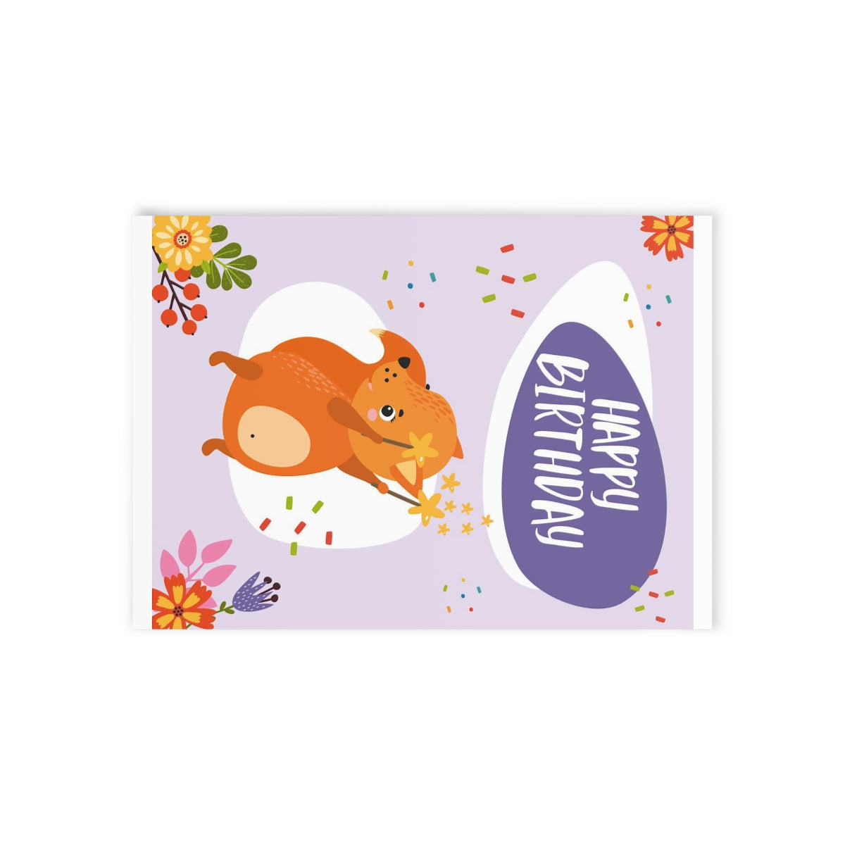 Happy Birthday Animal with Flowers and Sparkles Birthday Card