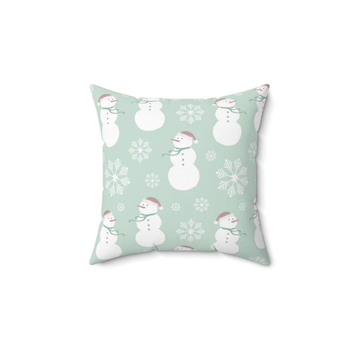 Snowmen & Snowflake Christmas Spun Polyester Square Pillow