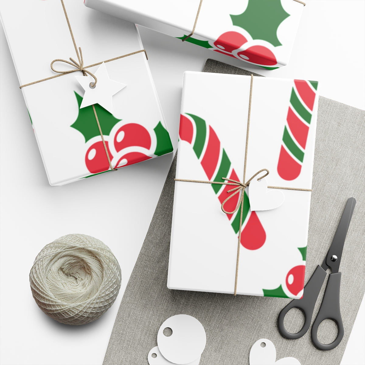 Candy Cane & Holly Gift Wrap Papers