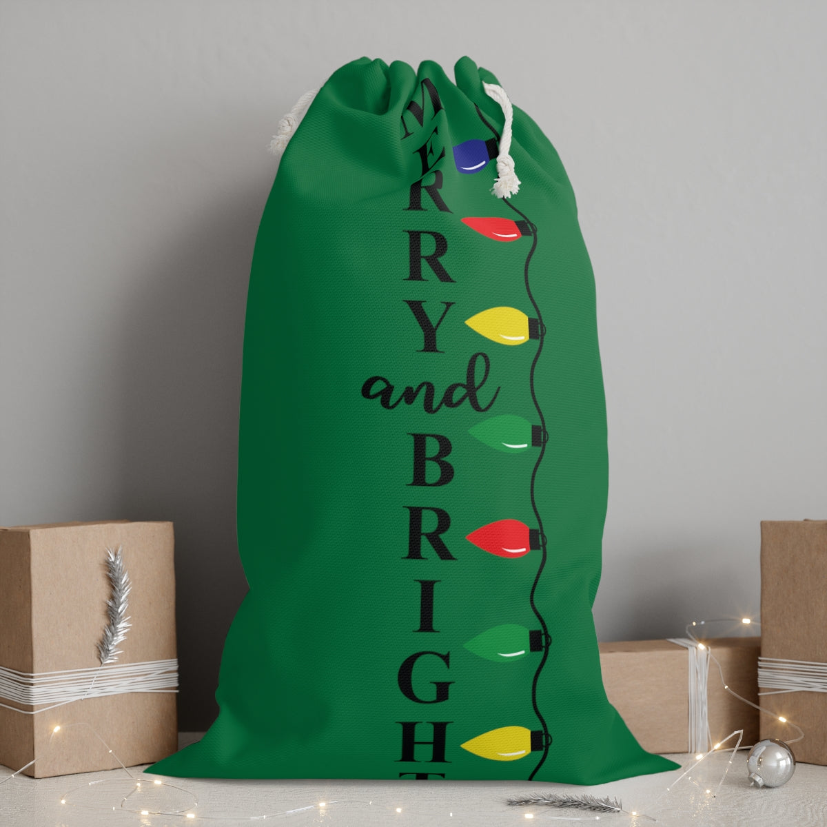 Merry & Bright Lights Santa Sack