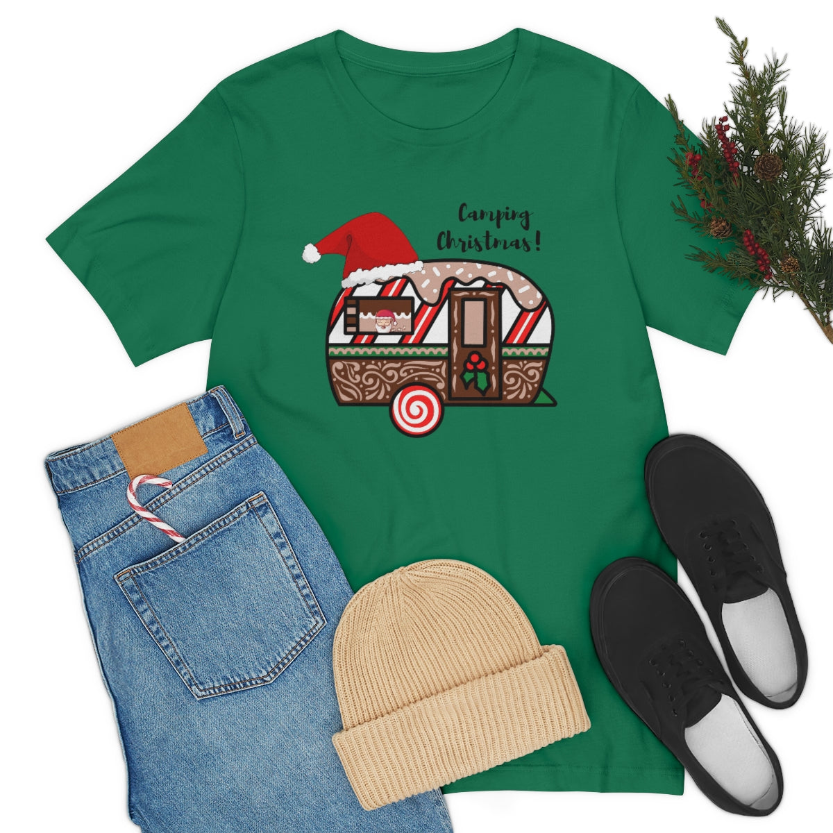 Camping Christmas Unisex Jersey Short Sleeve Tee