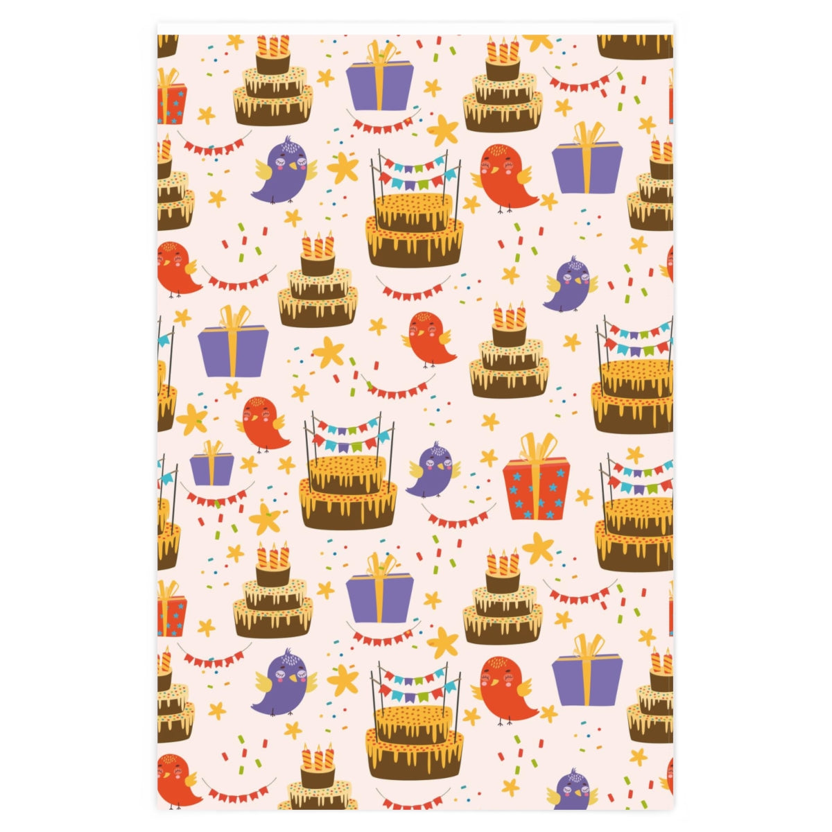 Birds Cakes & Presents Wrapping paper