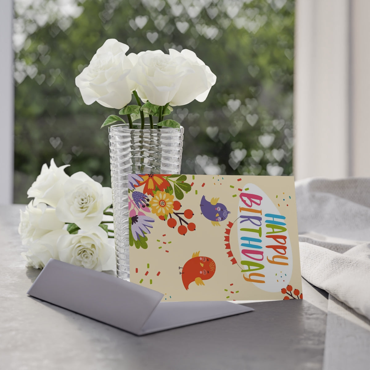 Happy Birthday Birds & Flowers Birthday Card