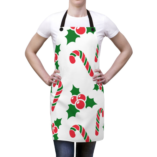 Candy Canes & Holly Christmas Apron