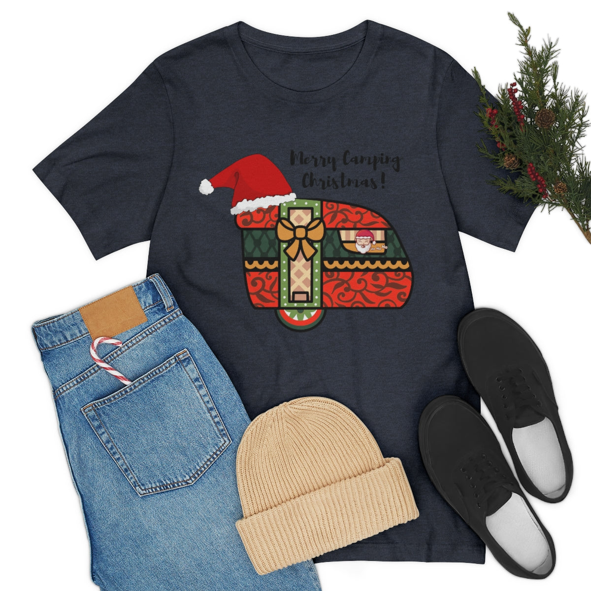 Merry Camping Christmas Unisex Jersey Short Sleeve Tee