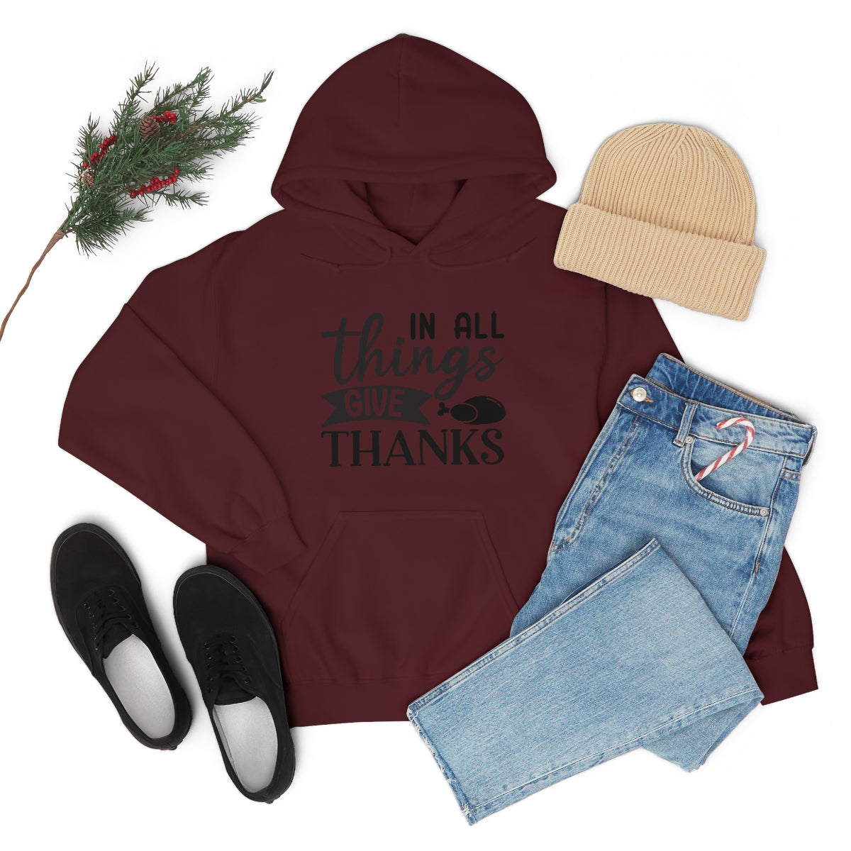 In All Things Give Thanks Unisex Heavy Blend™ Hooded Sweatshirt