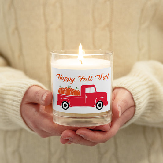 Happy Fall Y'All Glass jar soy wax candle