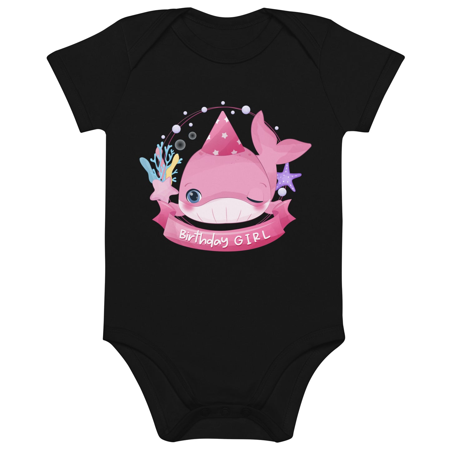 Birthday Girl Cute Whale Themed Organic cotton baby bodysuit