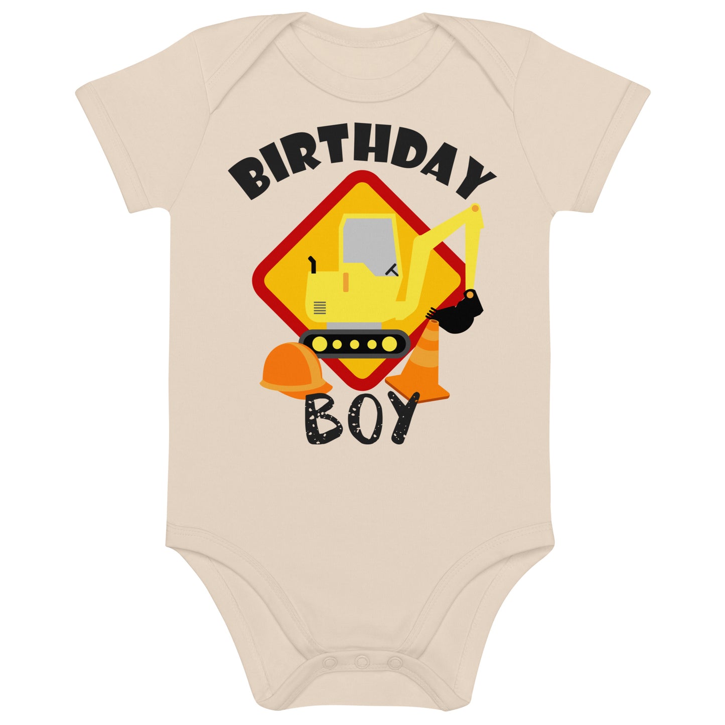 Birthday Boy Construction Organic cotton baby bodysuit