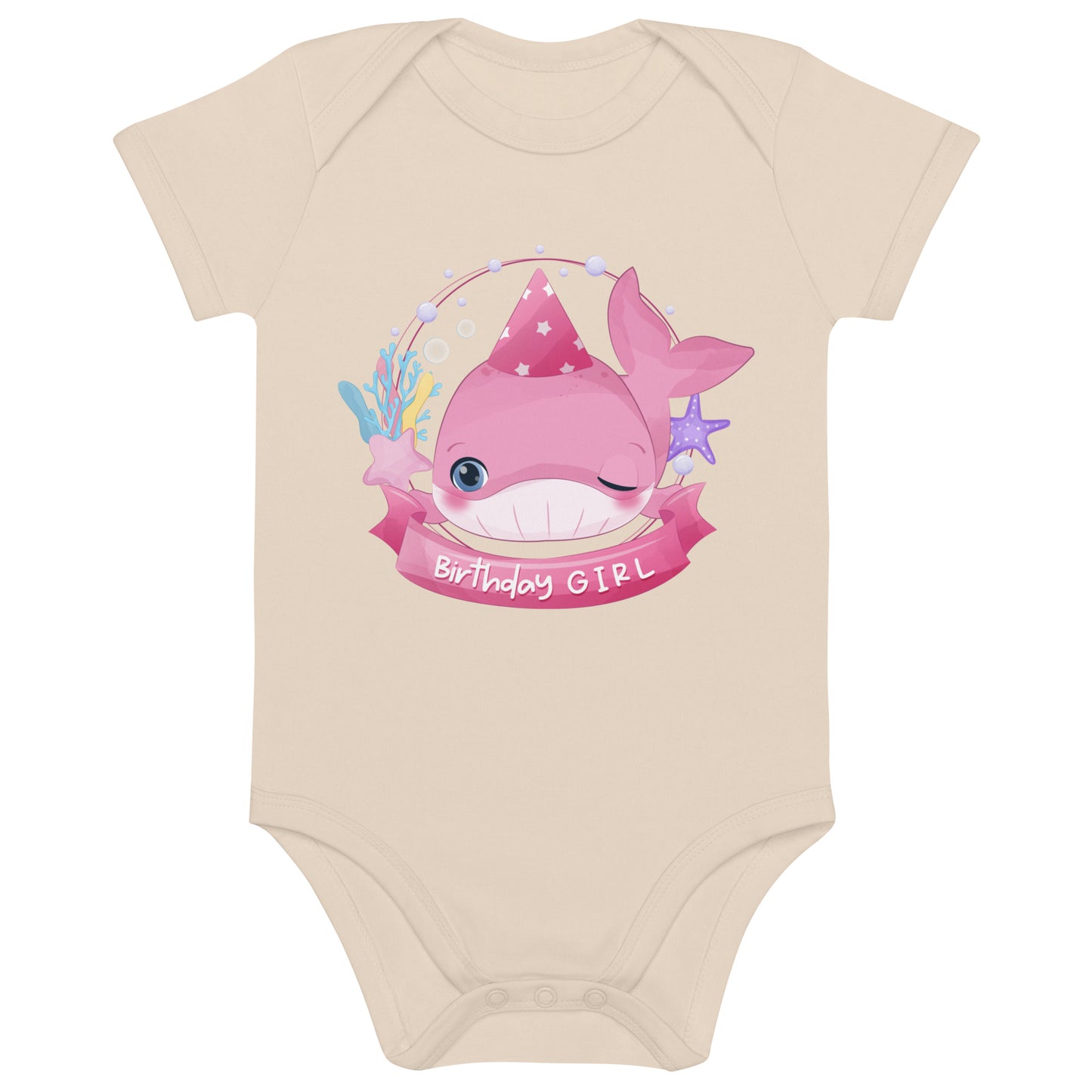 Birthday Girl Cute Whale Themed Organic cotton baby bodysuit