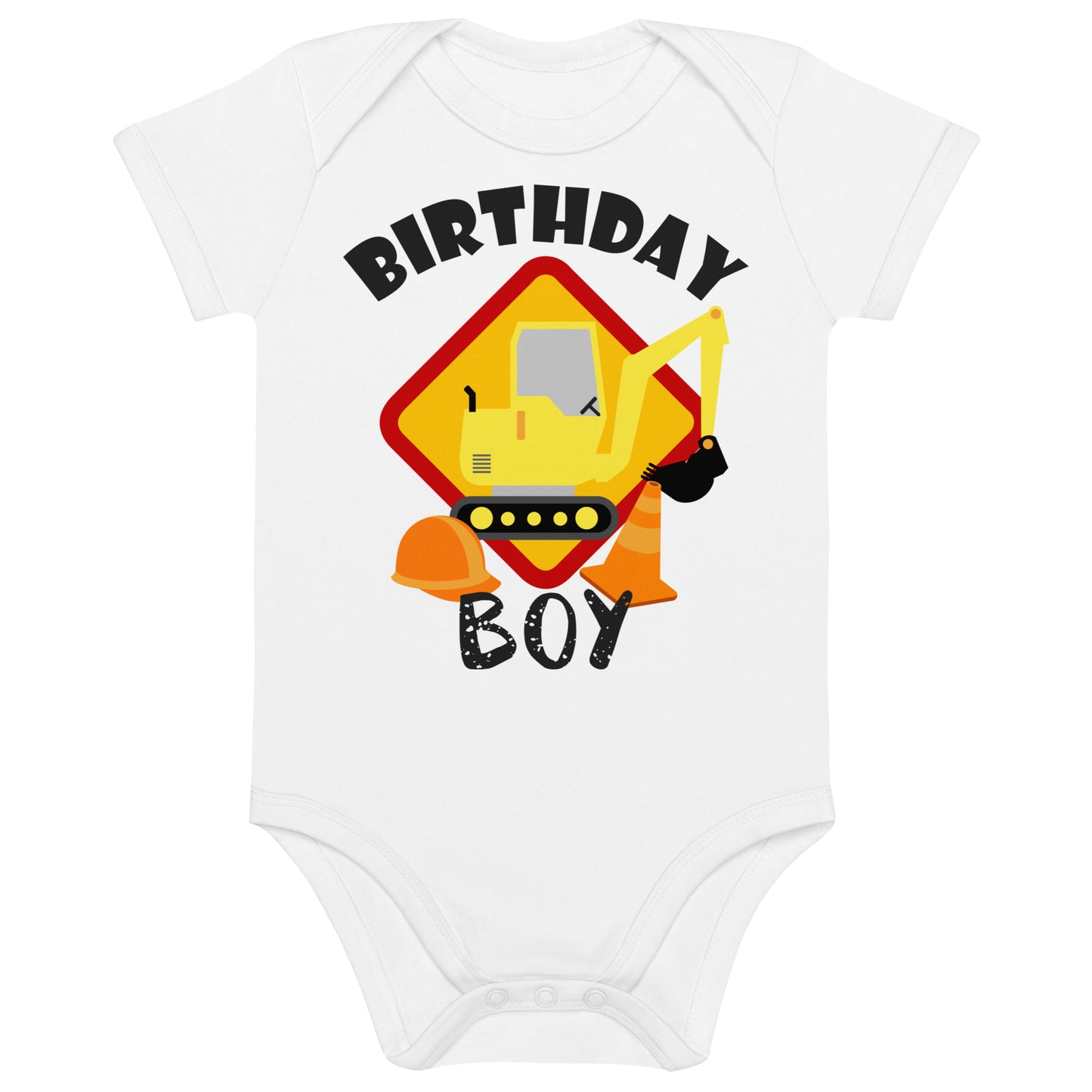 Birthday Boy Construction Organic cotton baby bodysuit