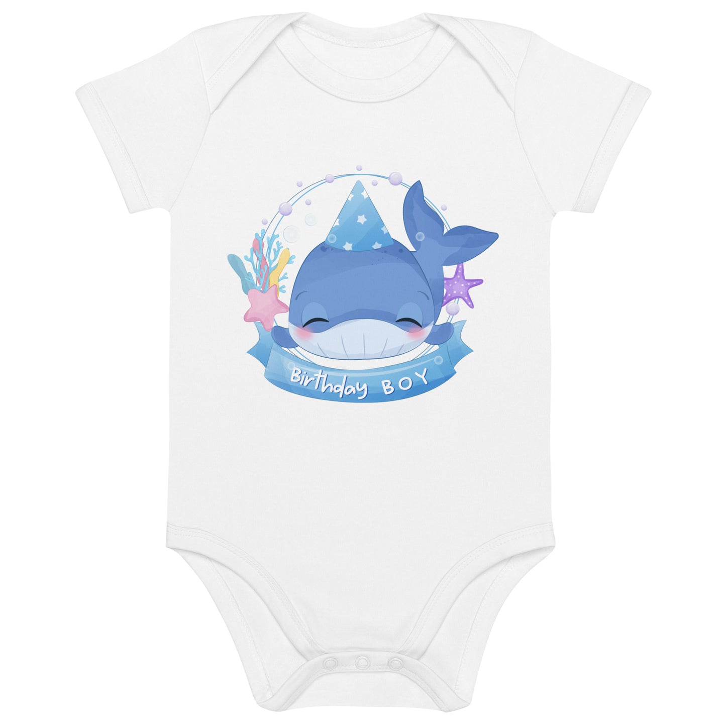 Birthday Boy Cute Whale Organic cotton baby bodysuit