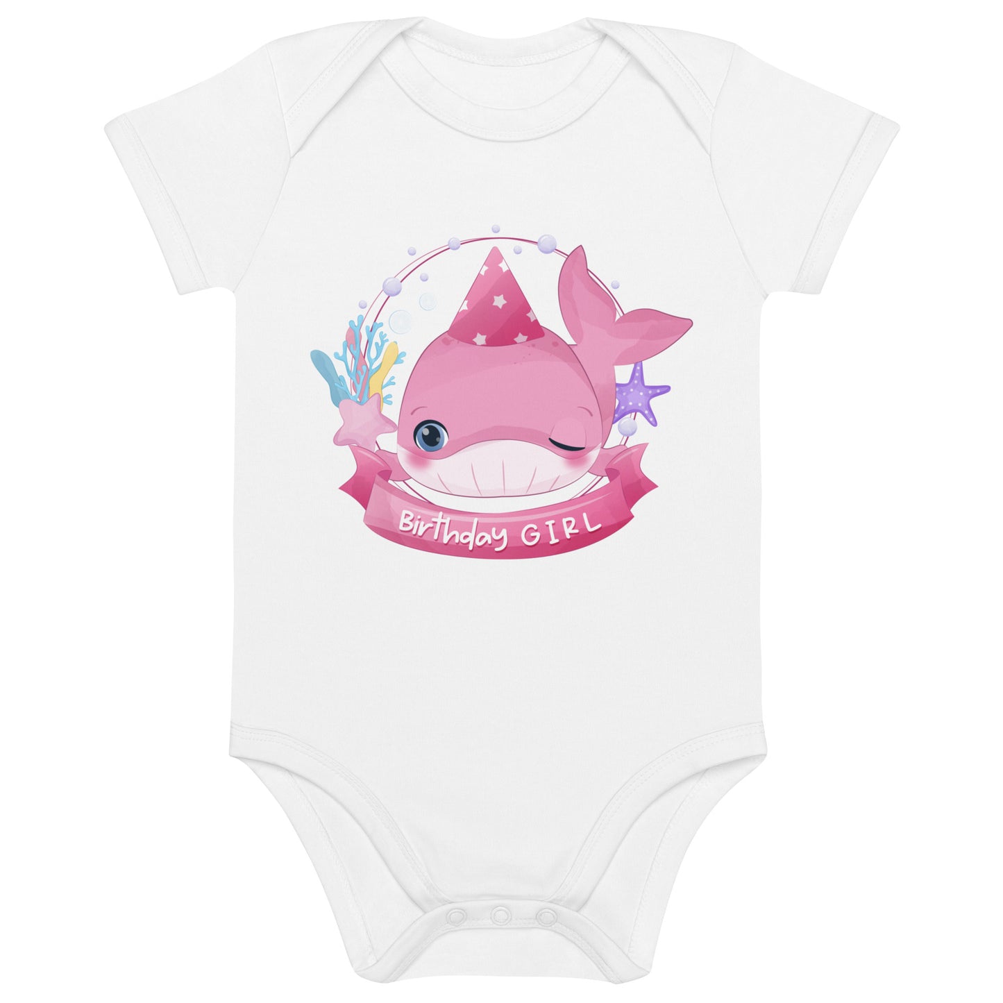 Birthday Girl Cute Whale Themed Organic cotton baby bodysuit