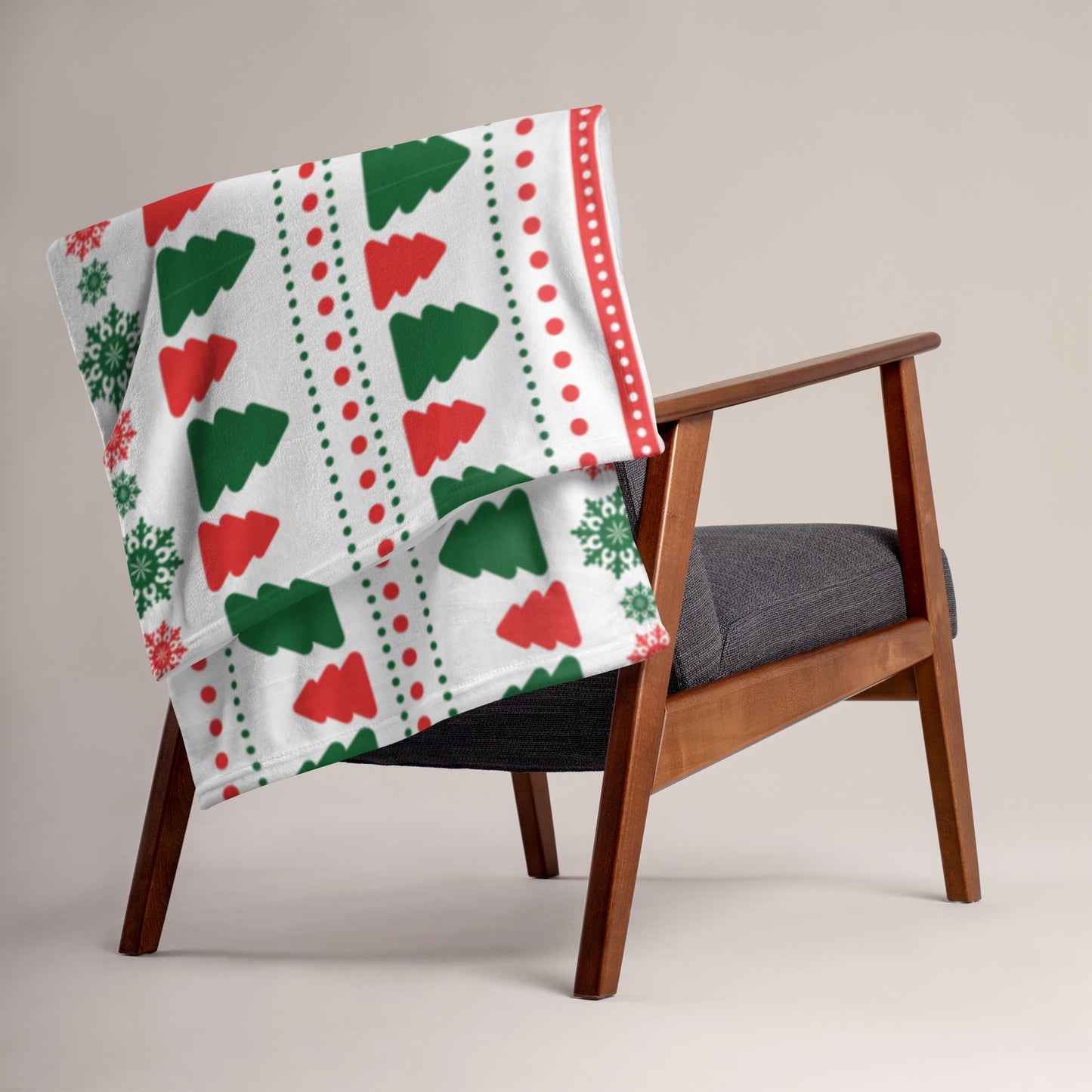 Snow Flakes & Christmas Trees Throw Blanket