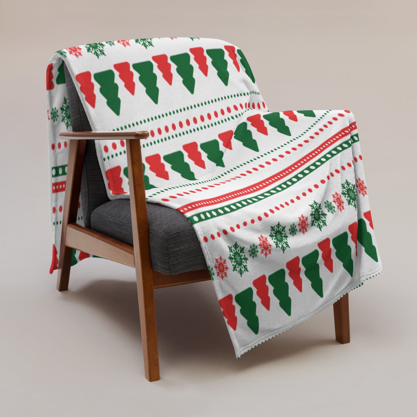 Snow Flakes & Christmas Trees Throw Blanket