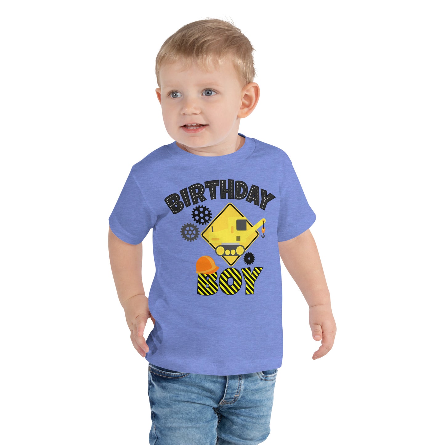 Birthday Boy Road Construction Theme Toddler Short Sleeve Tee