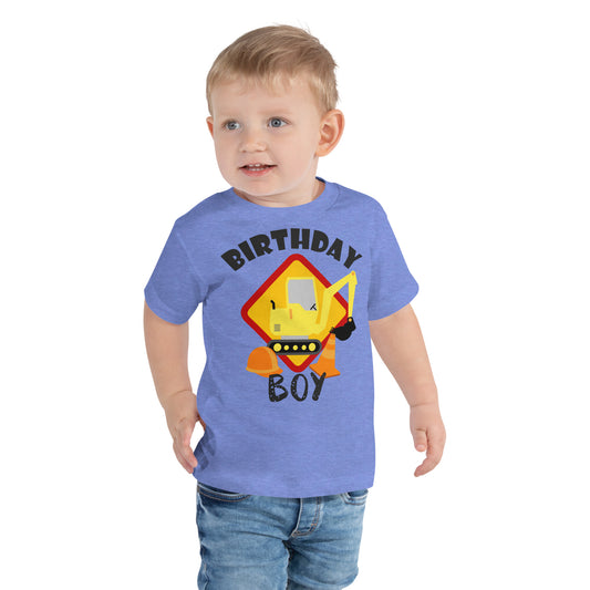 Birthday Boy Construction Themed Toddler Short Sleeve Tee