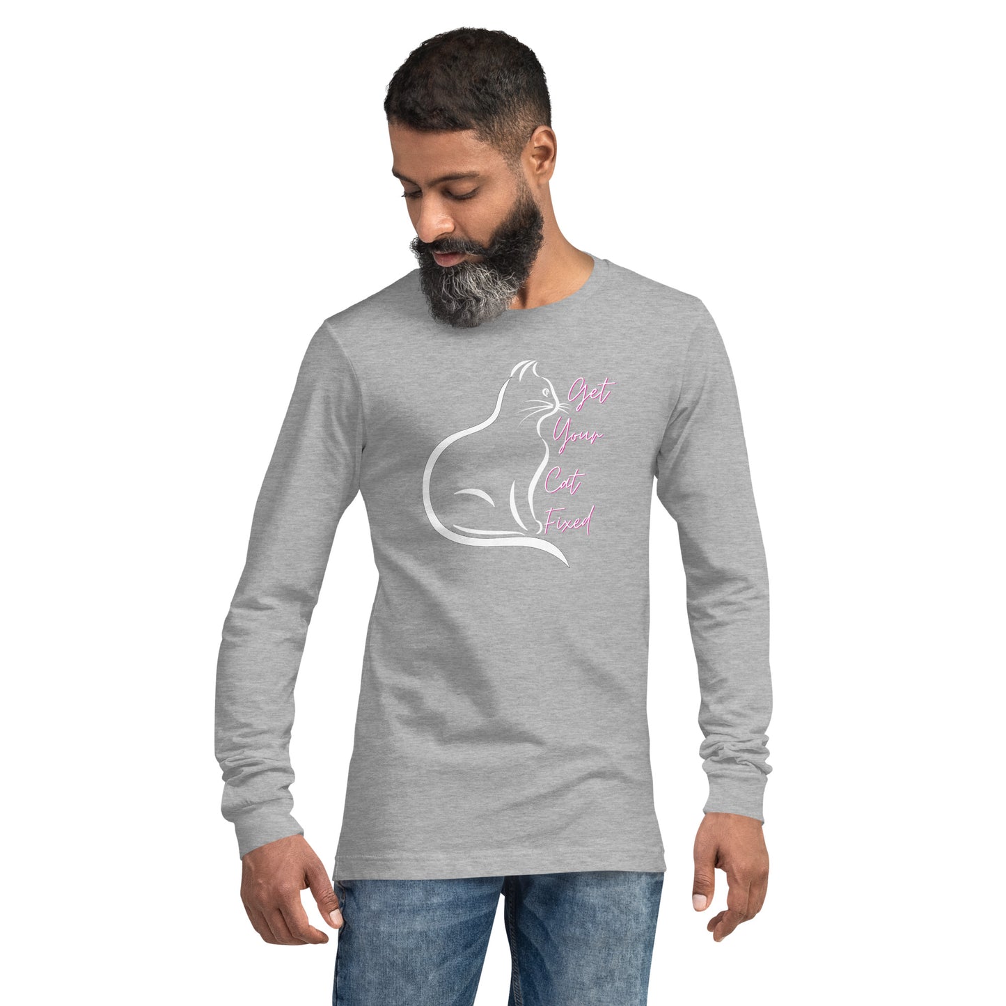 Get Your Cat Fixed (White Cat)  Unisex Long Sleeve Tee