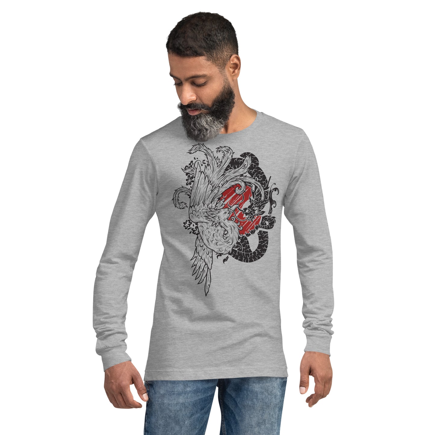 Dragon & Bird Heavy Grunge Unisex Long Sleeve Tee