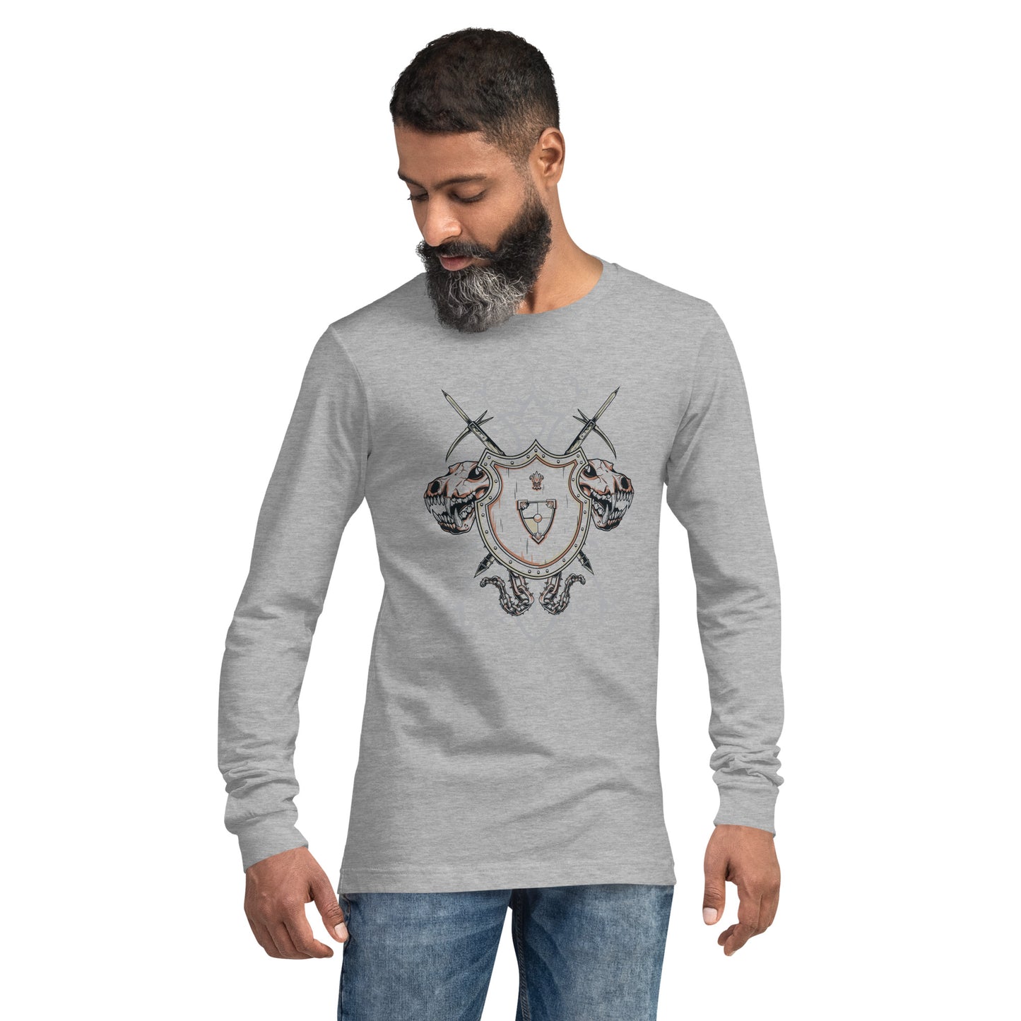 Shield With Skulls Heavy Grunge Unisex Long Sleeve Tee