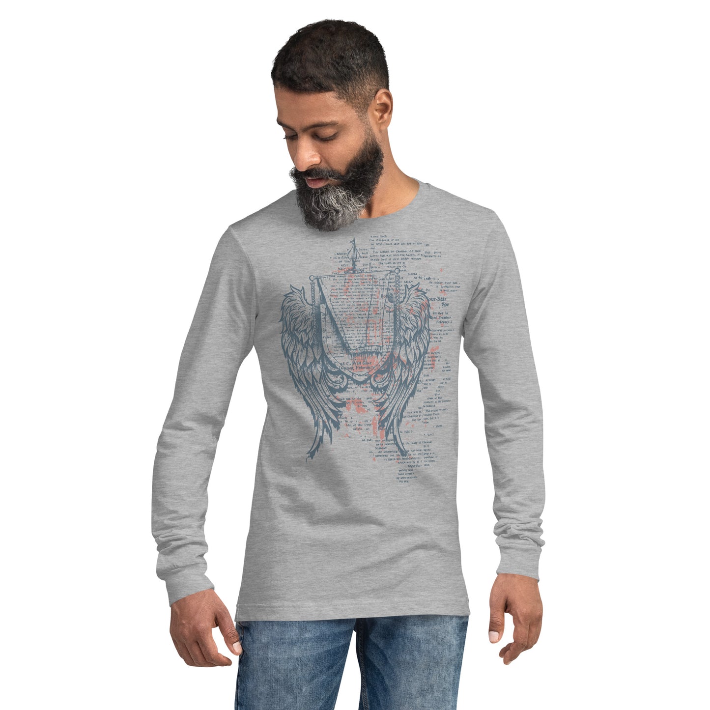 Winged Coat of Arms Heavy Grunge Unisex Long Sleeve Tee