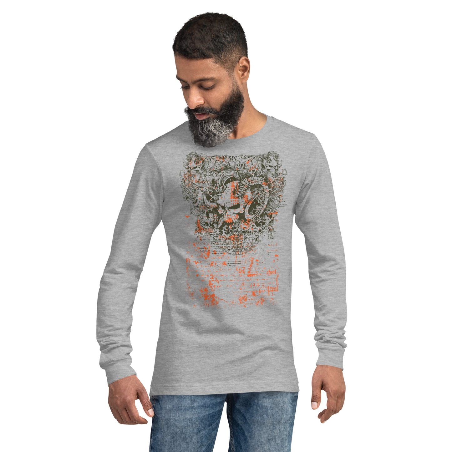 Gothic Ram Skulls Heavy Grunge Unisex Long Sleeve Tee