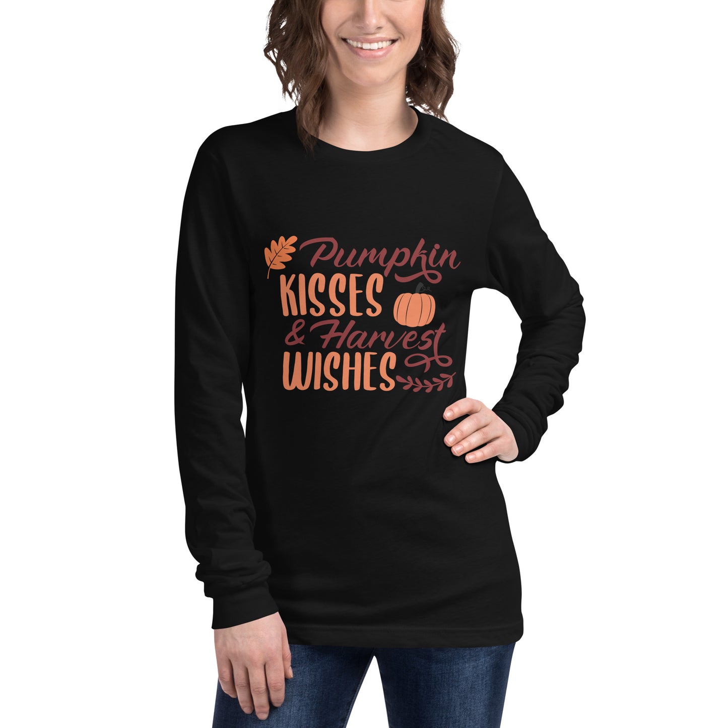 Pumpkin Kisses & Harvest Wishes Unisex Long Sleeve Tee