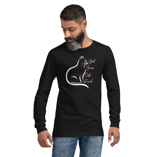 Get Your Cat Fixed (White Cat)  Unisex Long Sleeve Tee