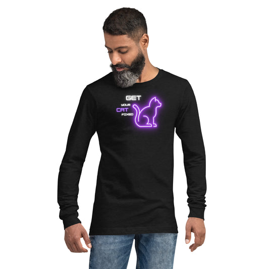 Get Your Cat Fixed (Purple Neon) Unisex Long Sleeve Tee