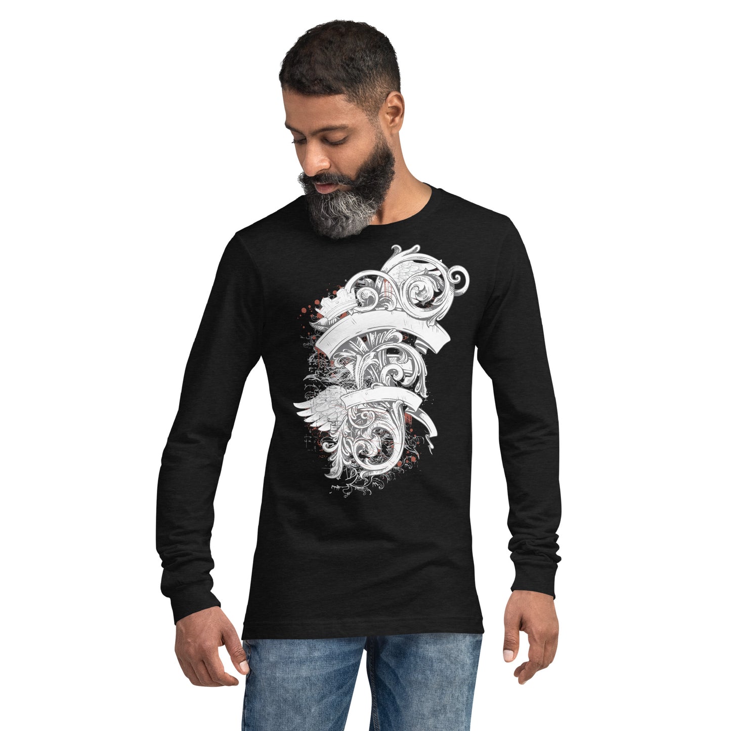 Wings Crowns and Vines Heavy Grunge Unisex Long Sleeve Tee