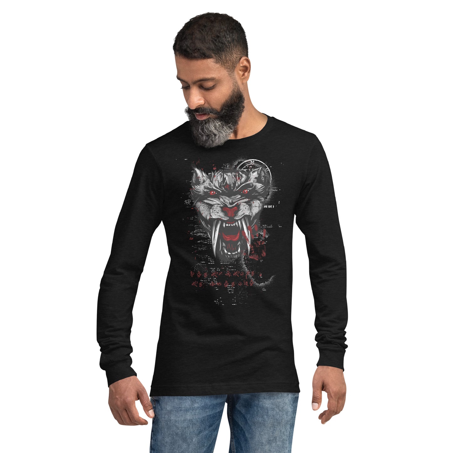 Sabre Toothed Cat Heavy Grunge Unisex Long Sleeve Tee