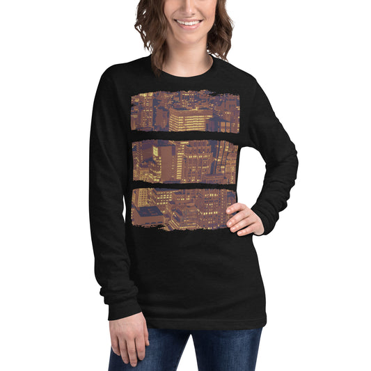 Layered City Lights Grunge Unisex Long Sleeve Tee