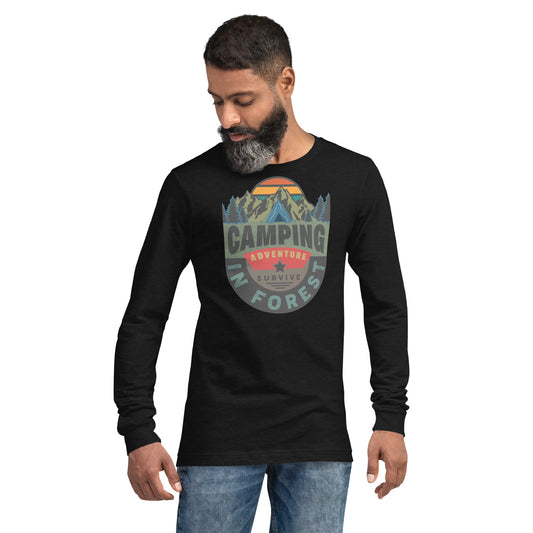 Camping in Forest Adventure Survive Unisex Long Sleeve Tee