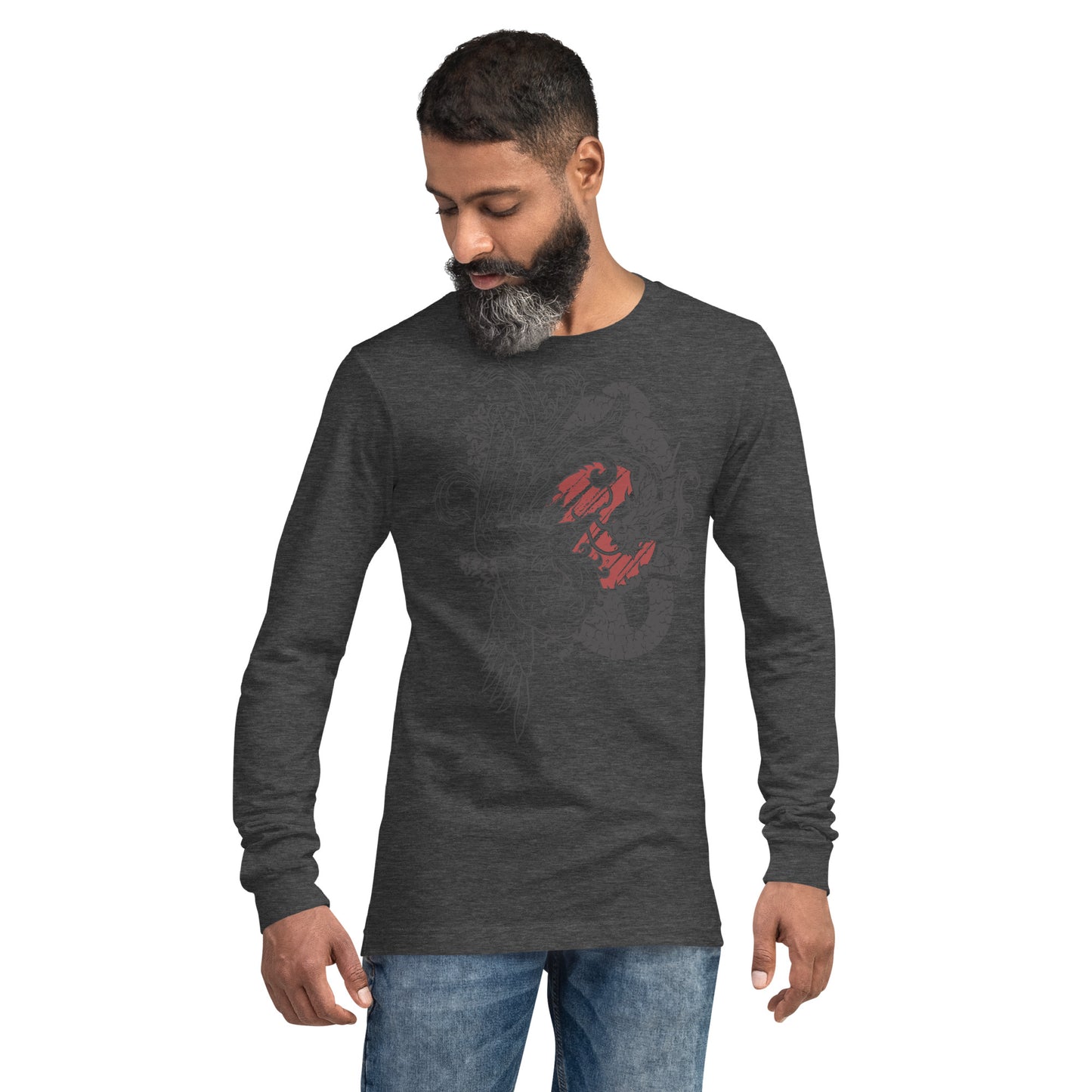 Dragon & Bird Heavy Grunge Unisex Long Sleeve Tee