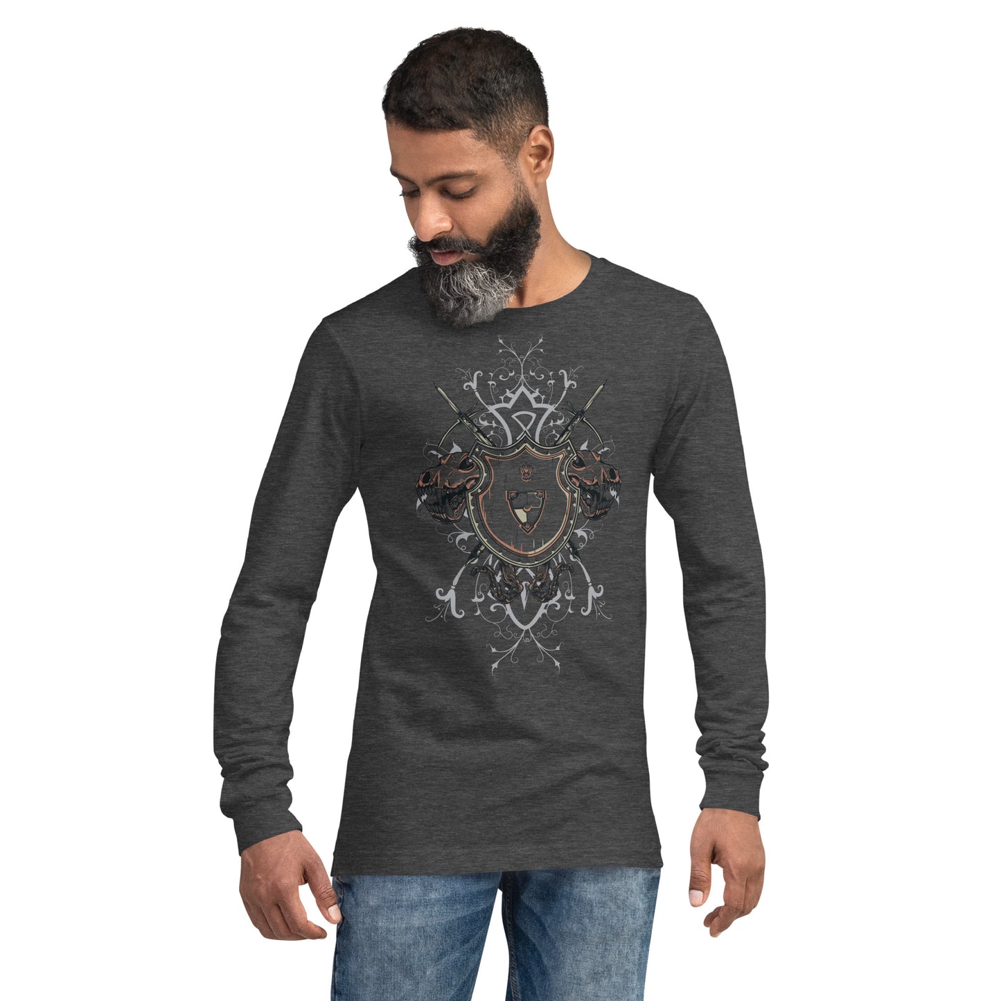 Shield With Skulls Heavy Grunge Unisex Long Sleeve Tee