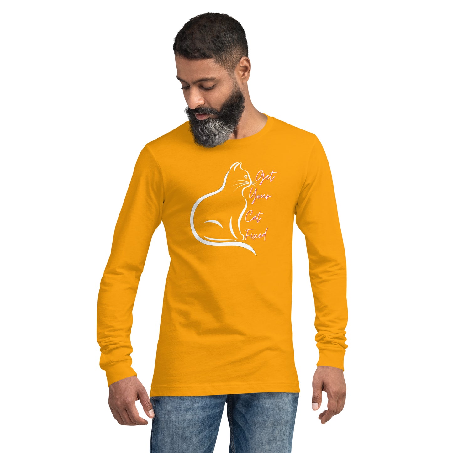 Get Your Cat Fixed (White Cat)  Unisex Long Sleeve Tee