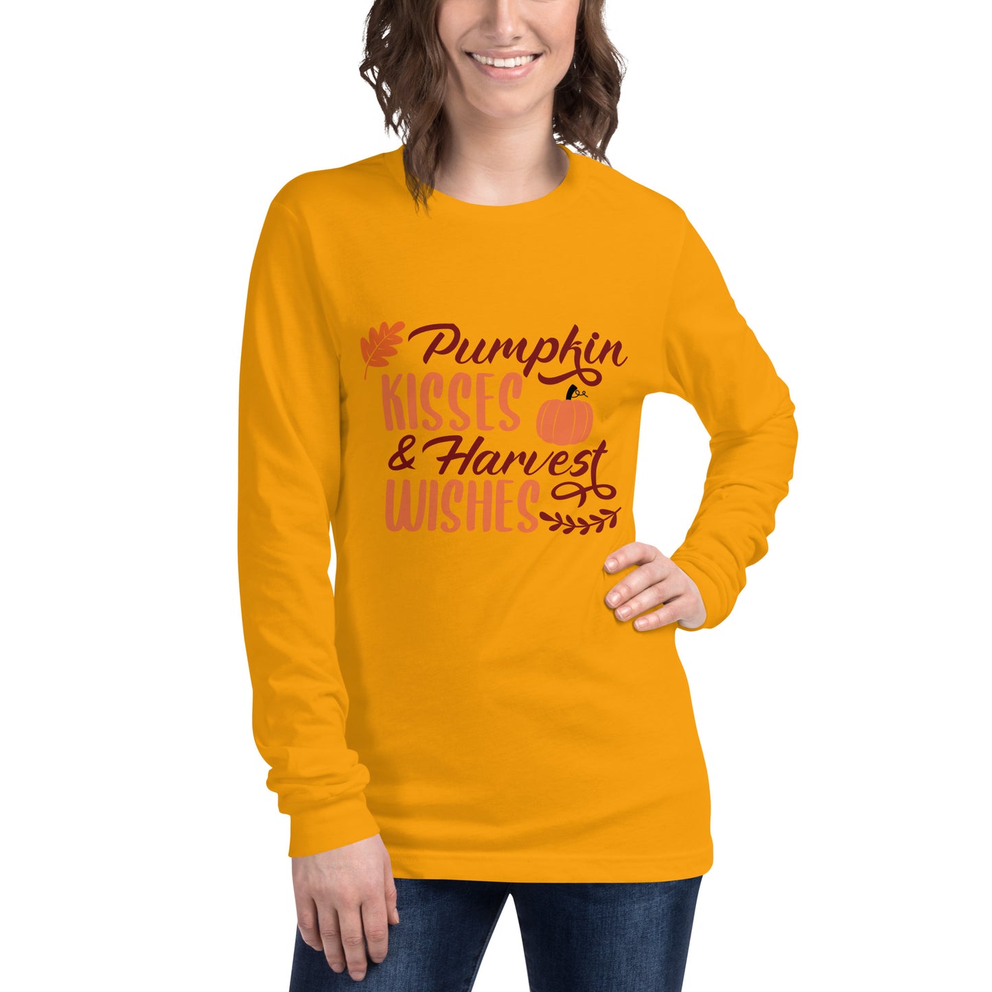 Pumpkin Kisses & Harvest Wishes Unisex Long Sleeve Tee