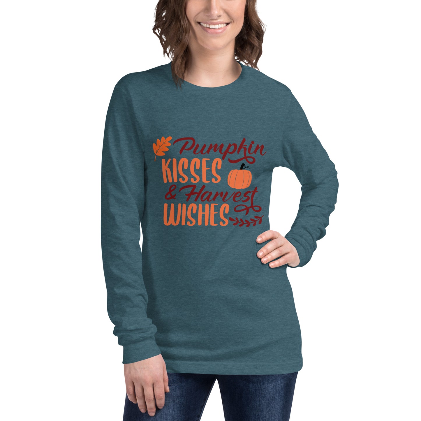 Pumpkin Kisses & Harvest Wishes Unisex Long Sleeve Tee