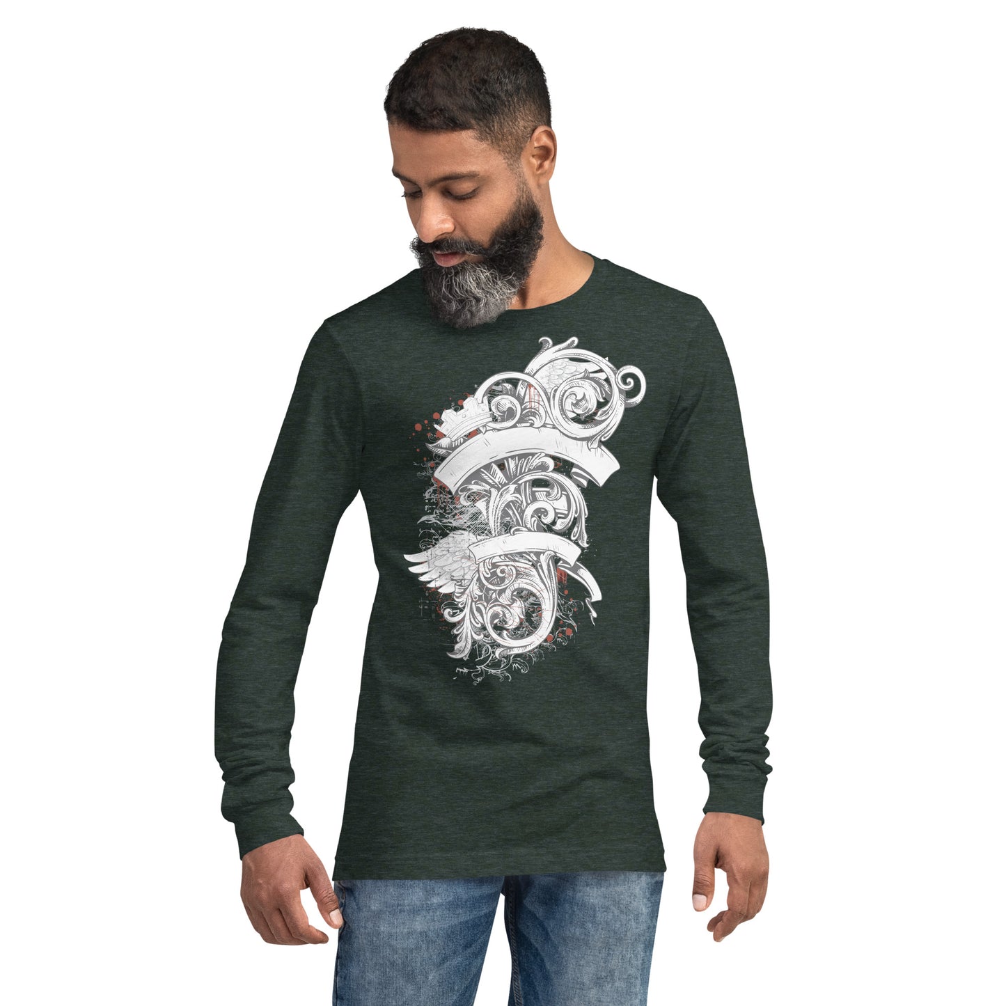 Wings Crowns and Vines Heavy Grunge Unisex Long Sleeve Tee