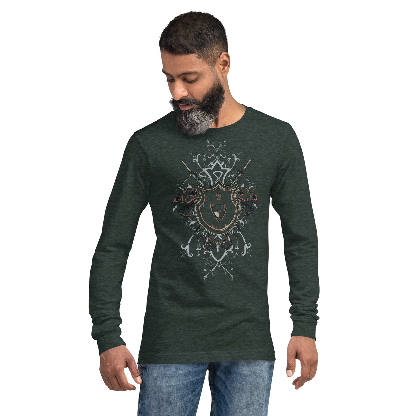 Shield With Skulls Heavy Grunge Unisex Long Sleeve Tee